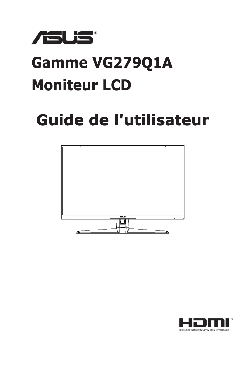 Page 1 de la notice Manuel utilisateur Asus TUF Gaming VG279Q1A