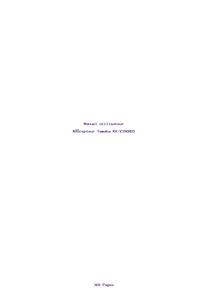 Page 1 de la notice Manuel utilisateur Yamaha RX-V396RDS