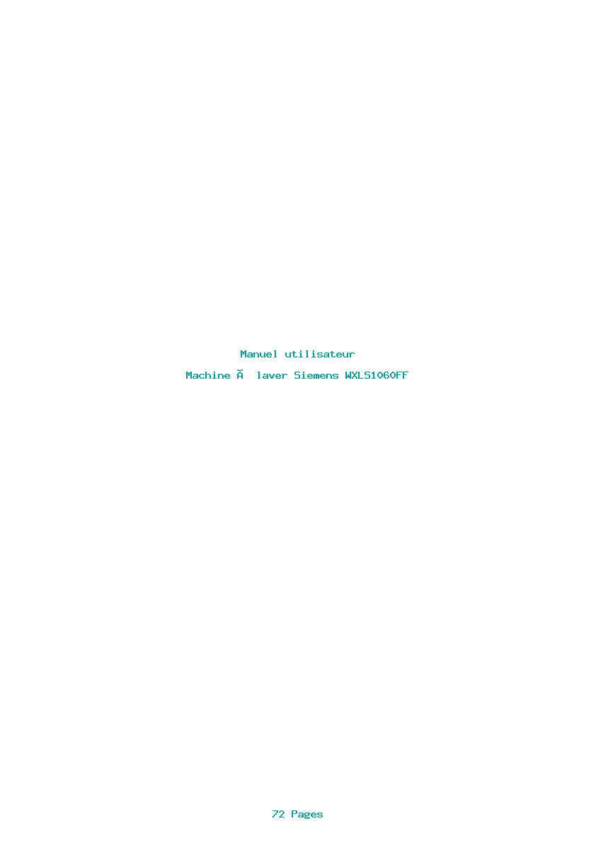 Page 1 de la notice Manuel utilisateur Siemens WXLS1060FF
