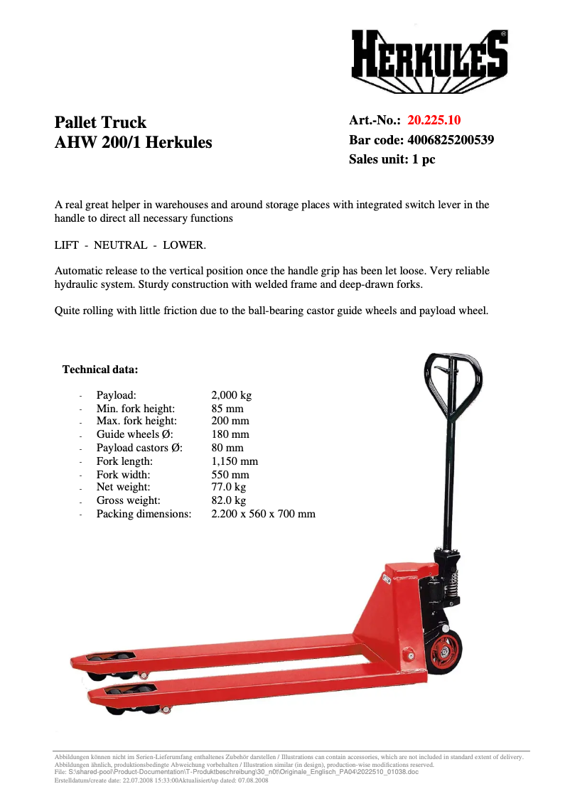 Page 1 of the manual User Manual Herkules AHW 200/1