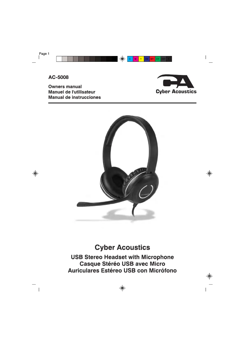 Page 1 de la notice Manuel utilisateur Cyber Acoustics AC-5008