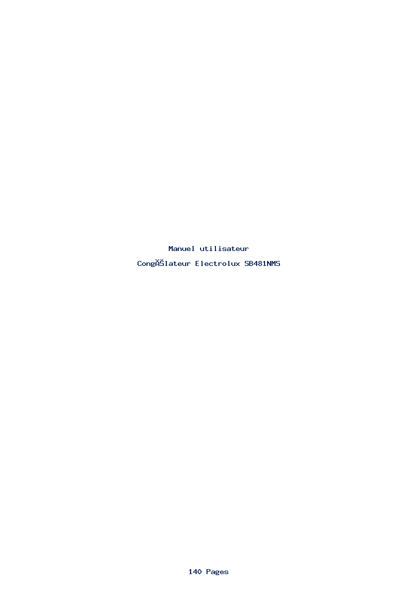 Page 1 de la notice Manuel utilisateur Electrolux SB481NMS