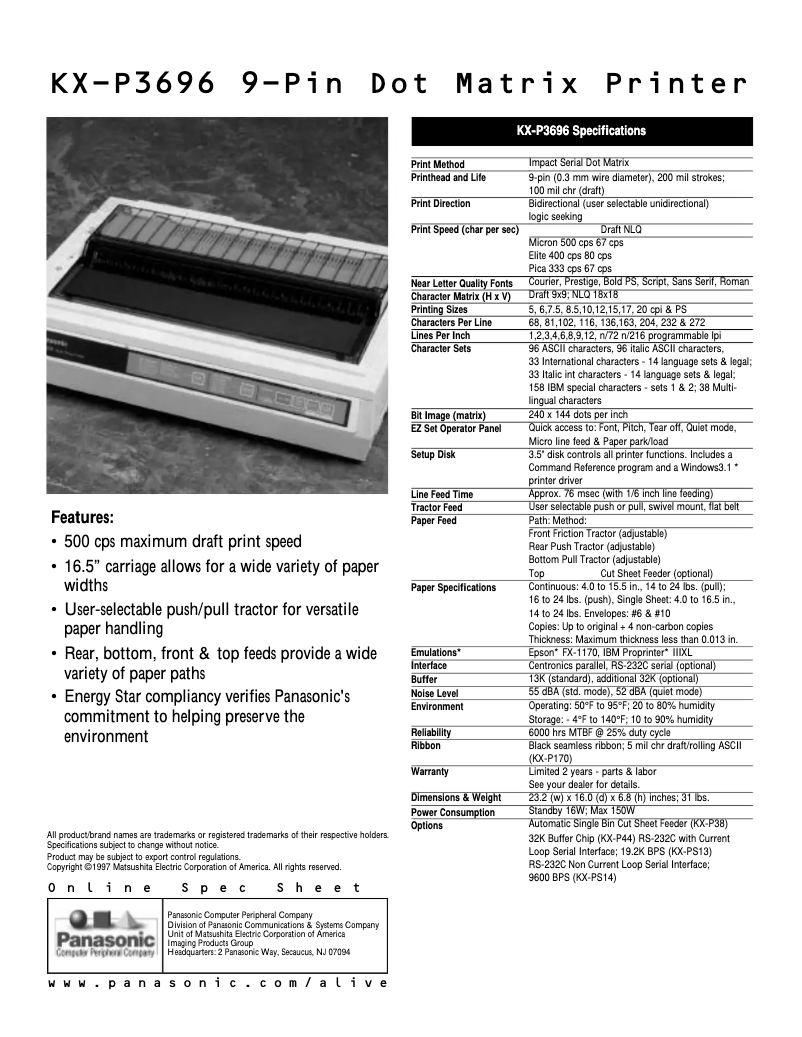 Página 1 del manual Manual de usuario Panasonic KX-P3696