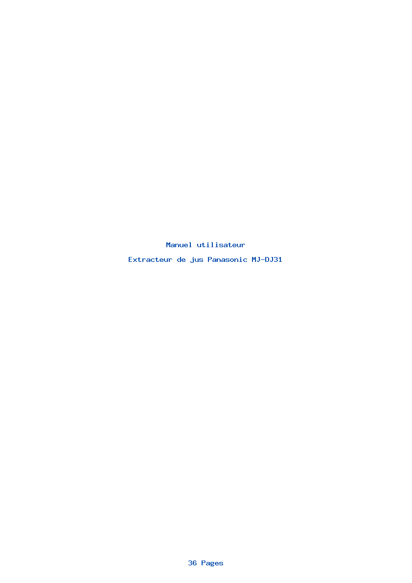 Page 1 de la notice Manuel utilisateur Panasonic MJ-DJ31