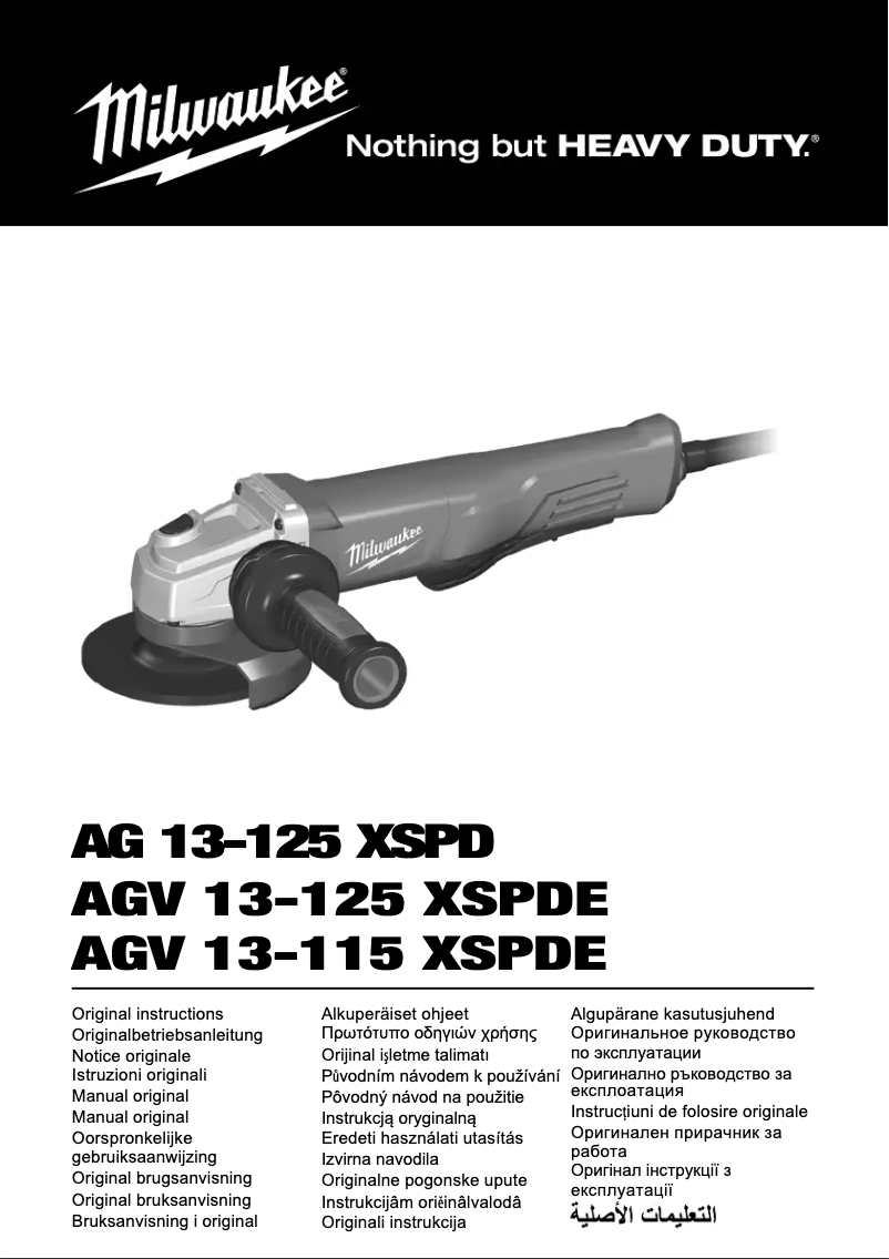 Page 1 de la notice Manuel utilisateur Milwaukee AGV 13-125 XSPDE