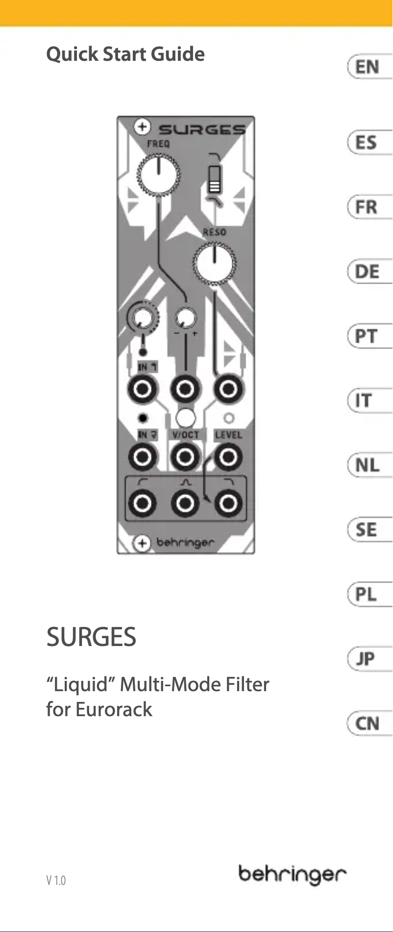Page 1 of the manual User Manual Behringer SURGES