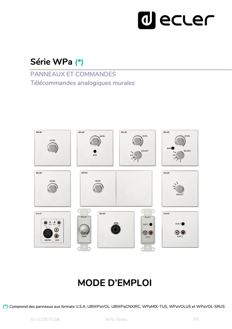 Page 1 de la notice Manuel utilisateur Ecler WPaVOL-SRUS