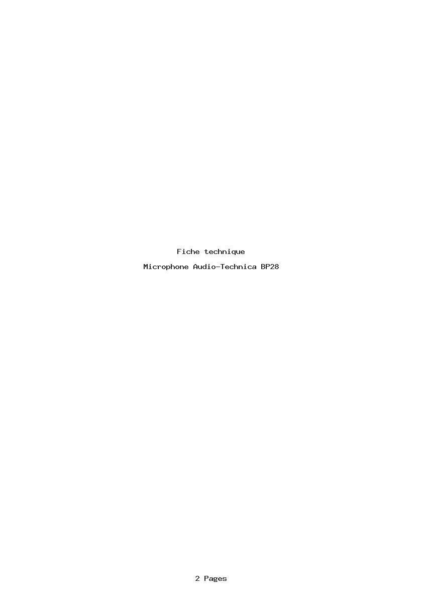 Page 1 de la notice Fiche technique Audio-Technica BP28
