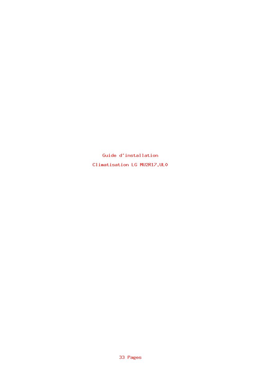 Page 1 de la notice Guide d'installation LG MU2R17.UL0
