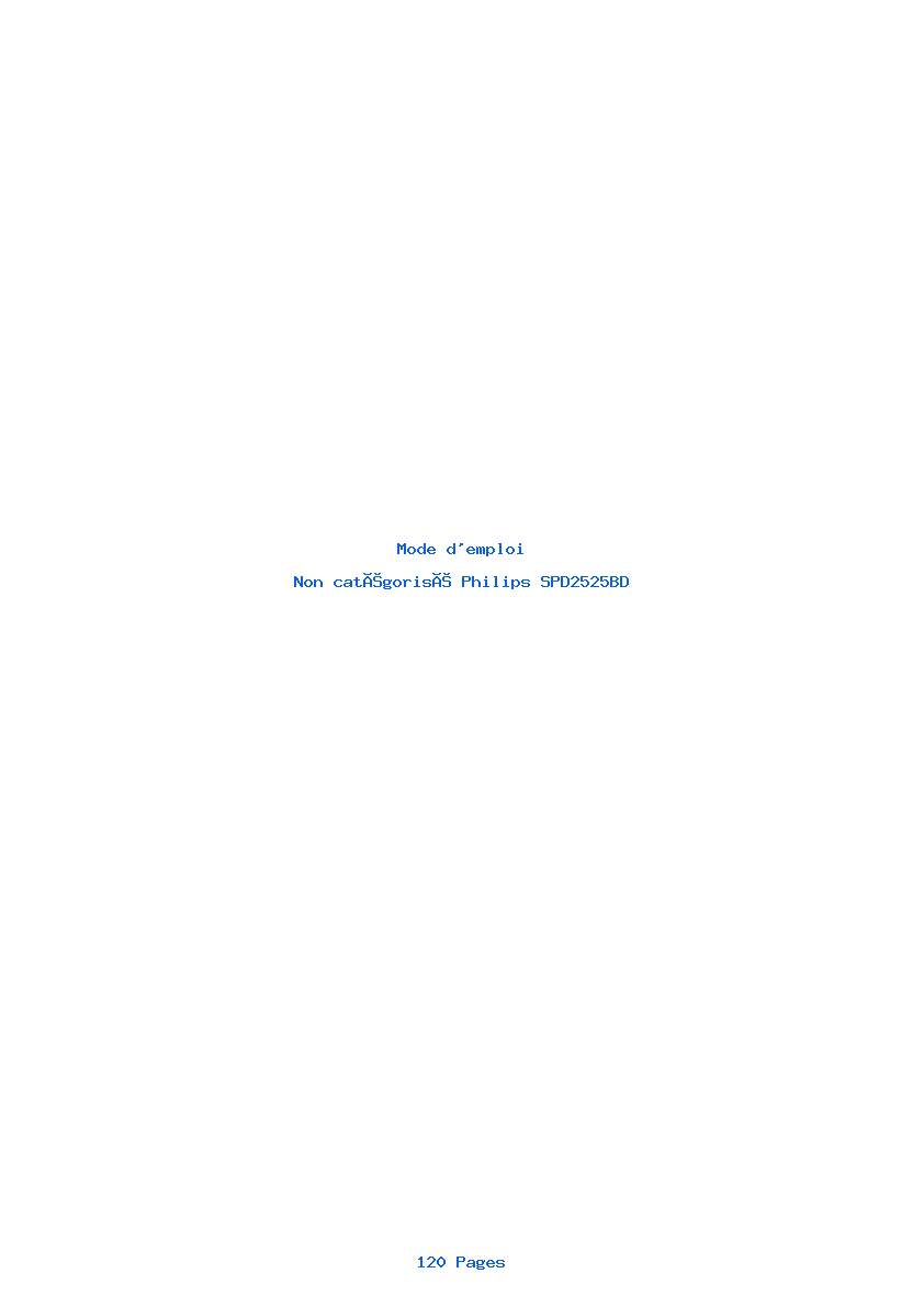Page 1 de la notice Mode d'emploi Philips SPD2525BD