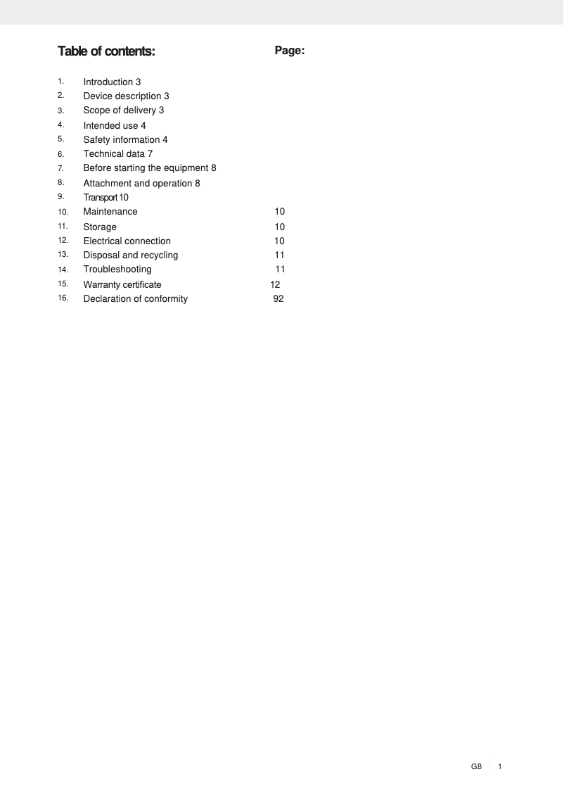 Page 1 of the manual User Manual Parkside PZKS 1500 A1