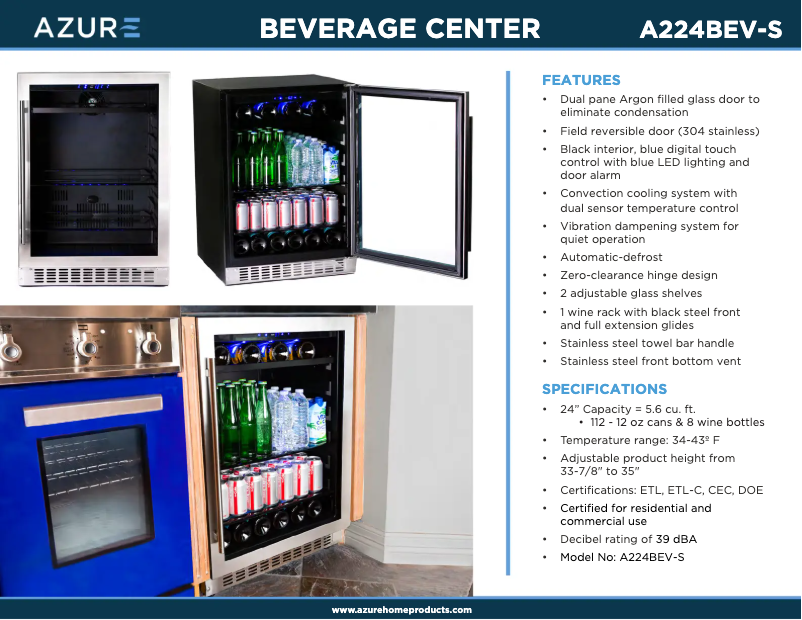 Page 1 de la notice Brochure Azure A224BEV-S