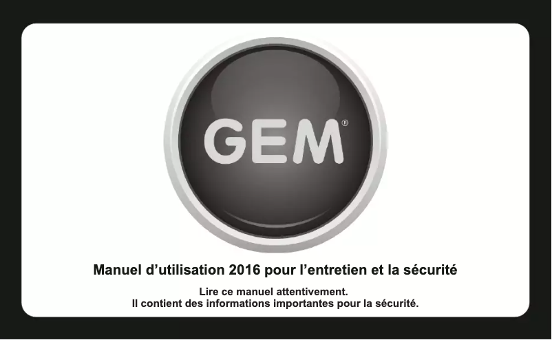 Page 1 de la notice Manuel utilisateur GEM e4 (2016)