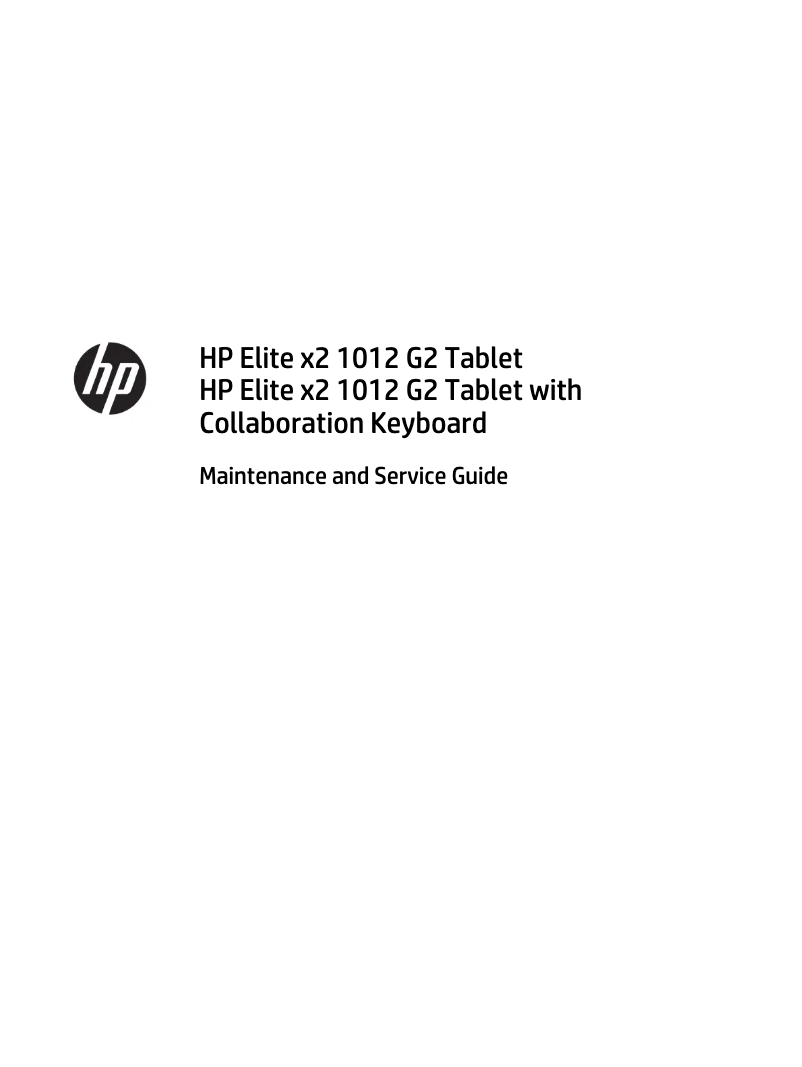 Page 1 de la notice Manuel d'utilisation et d'entretien HP Elite x2 1012 G2