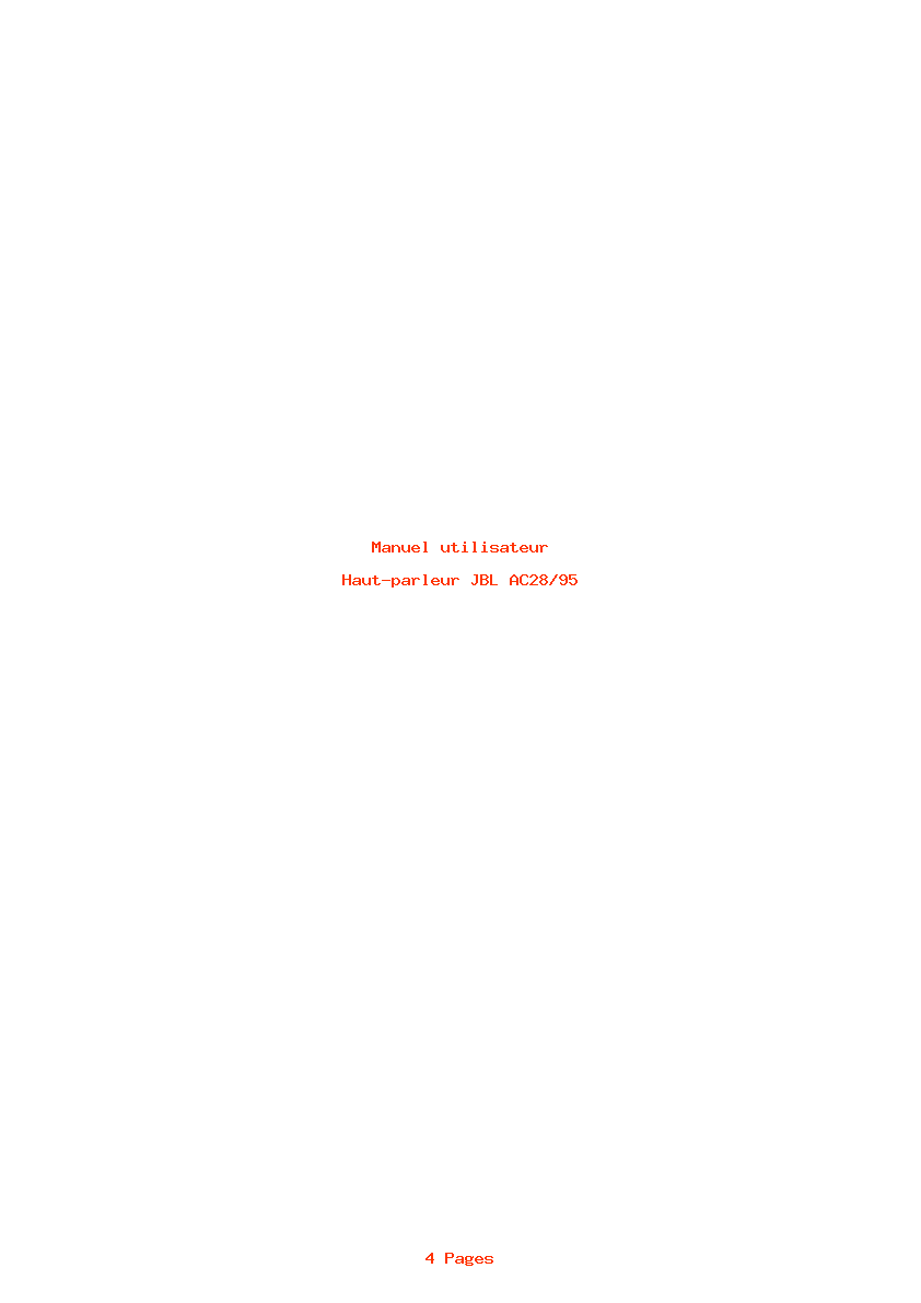 Page 1 de la notice Manuel utilisateur JBL AC28/95