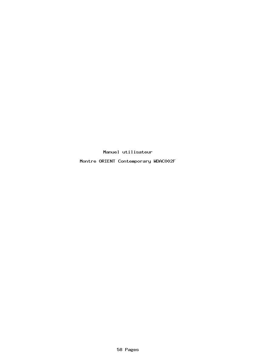 Page 1 de la notice Manuel utilisateur ORIENT Contemporary WDAC002F