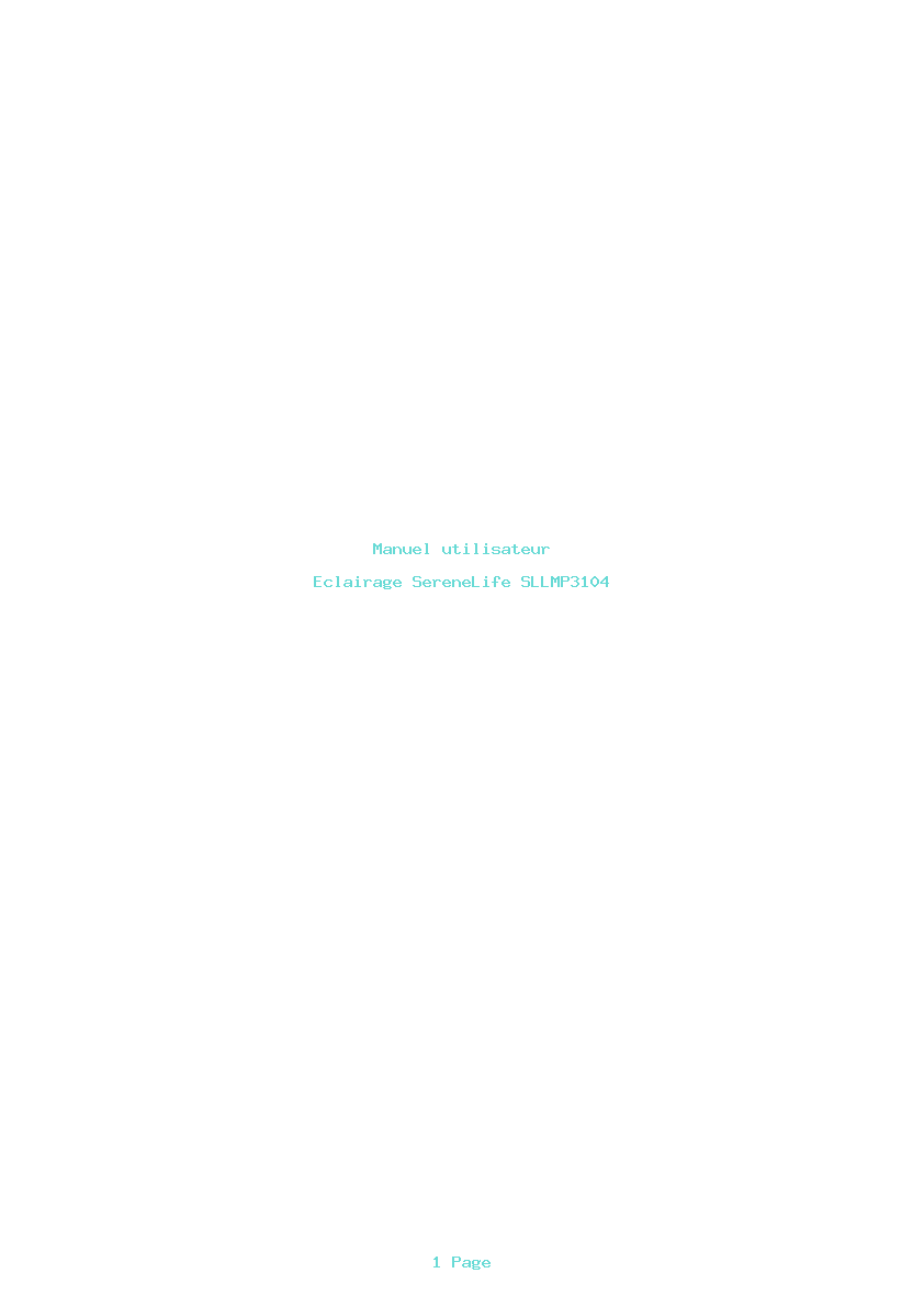 Page 1 de la notice Manuel utilisateur SereneLife SLLMP3104