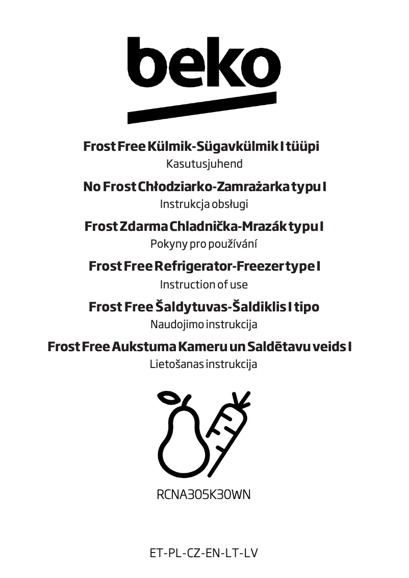 Page 1 de la notice Manuel utilisateur Beko RCNA305K30WN