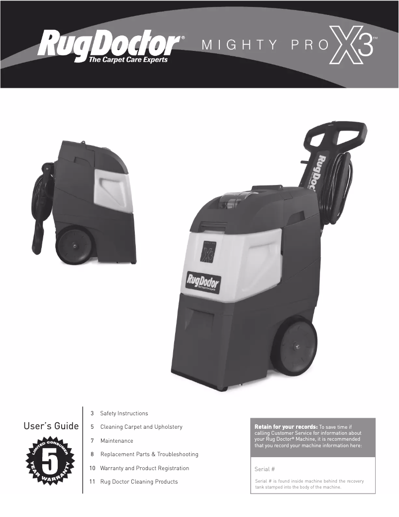 Página 1 del manual Manual de usuario Rug Doctor Mighty Pro X3