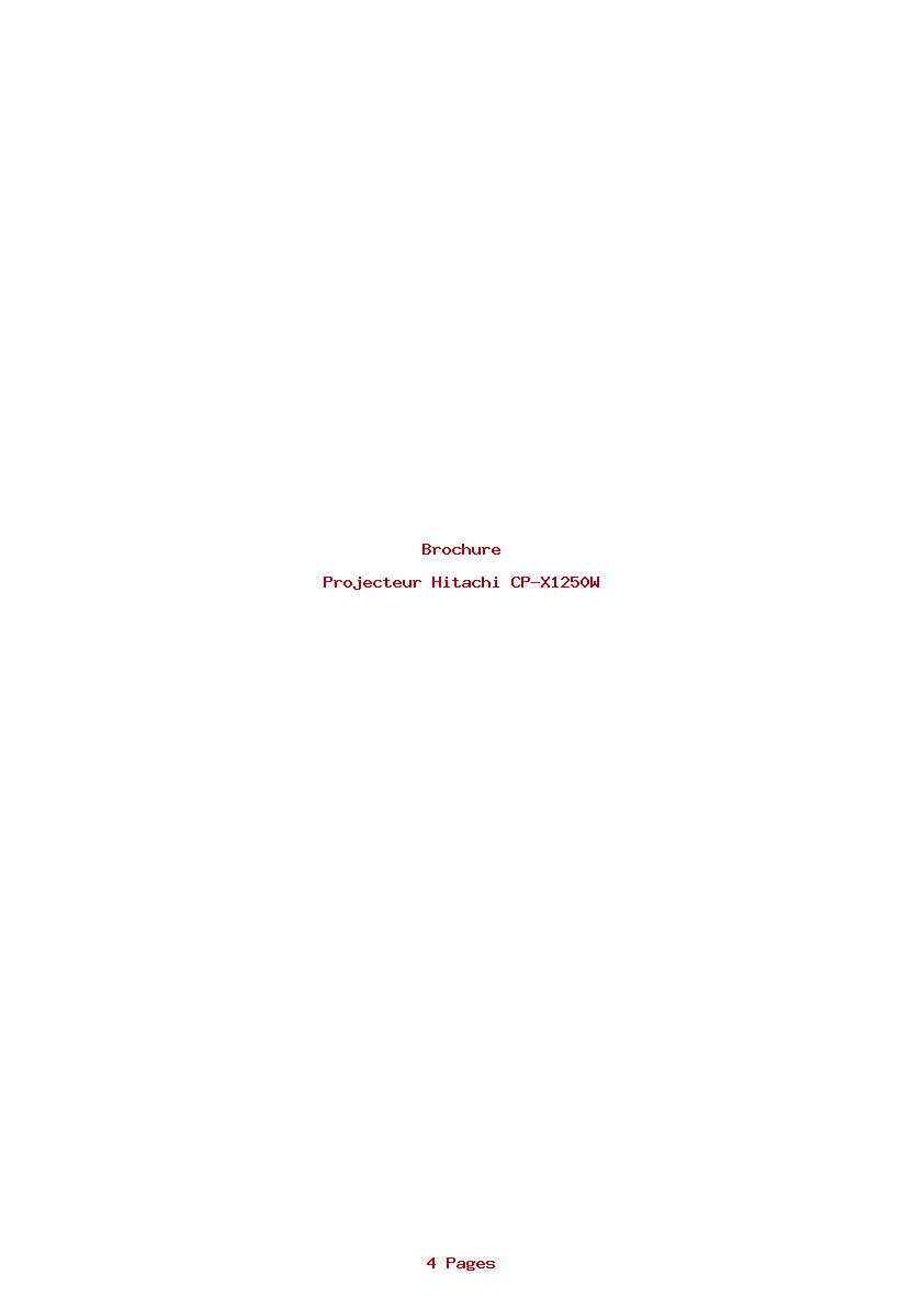 Page 1 de la notice Brochure Hitachi CP-X1250W