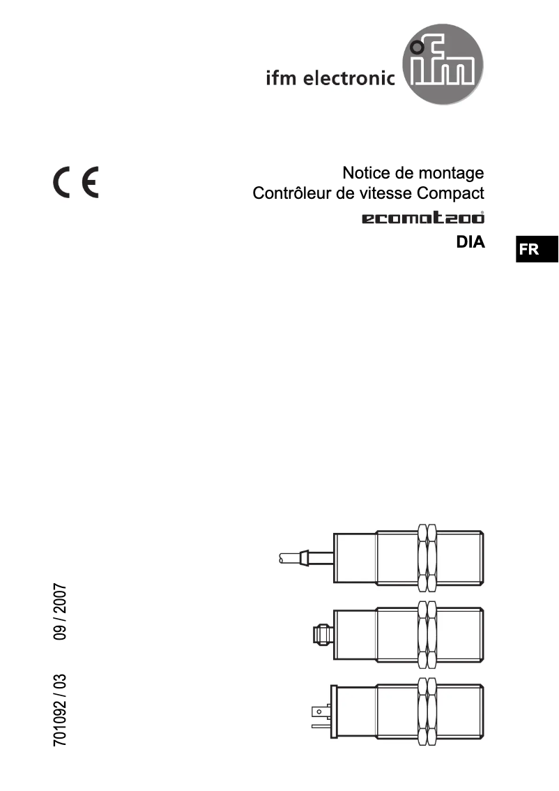 Page 1 de la notice Manuel utilisateur IFM DI5003