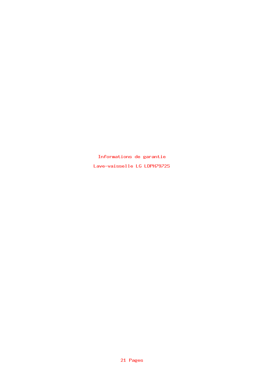 Page 1 de la notice Informations de garantie LG LDPH7972S