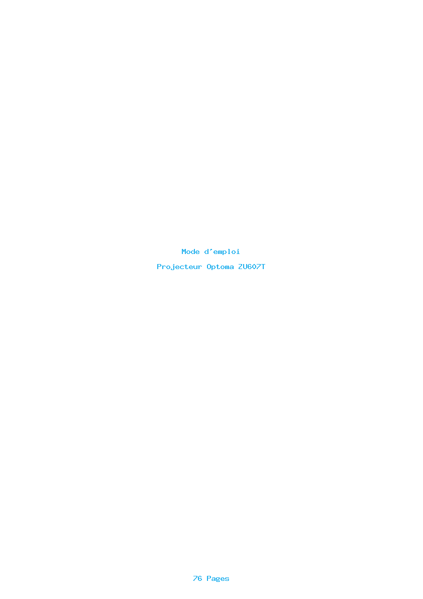 Page 1 de la notice Mode d'emploi Optoma ZU607T