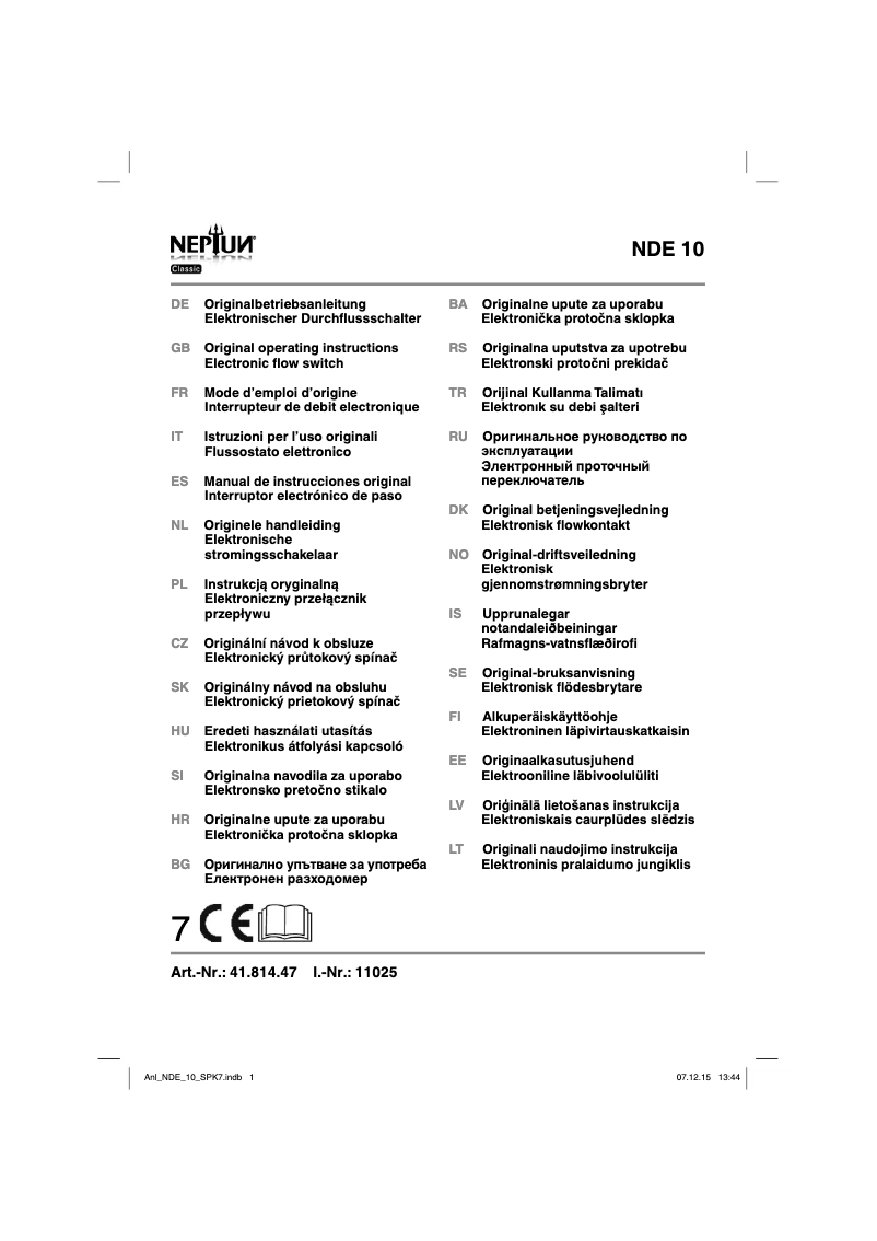 Página 1 del manual Manual de usuario Neptun NDE 10