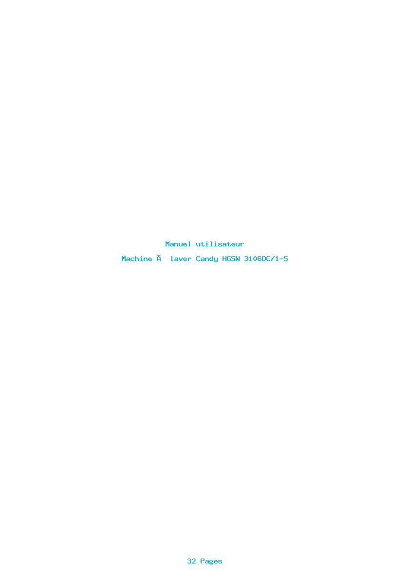 Page 1 de la notice Manuel utilisateur Candy HGSW 3106DC/1-S