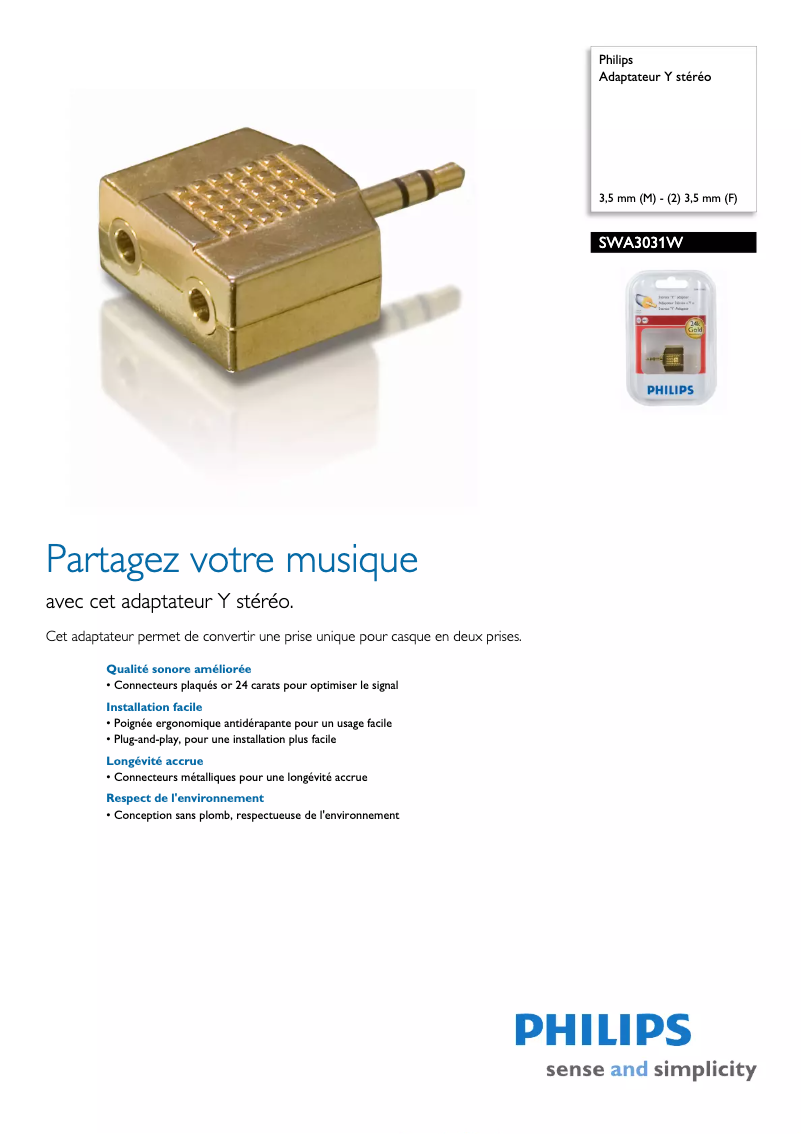 Image de la première page du manuel de l'appareil SWA3031W