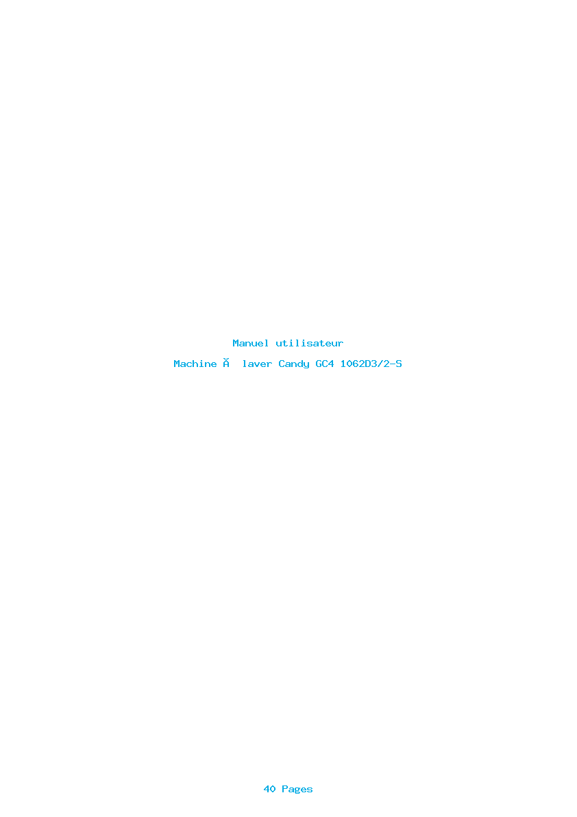 Page 1 de la notice Manuel utilisateur Candy GC4 1062D3/2-S
