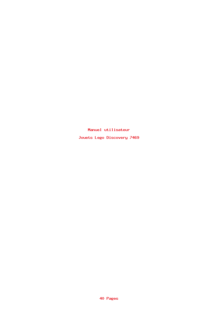 Page 1 de la notice Manuel utilisateur Lego Discovery 7469