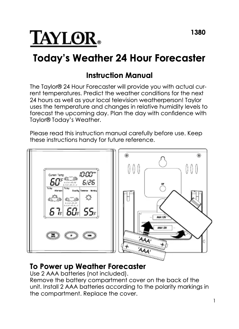 Página 1 del manual Manual de usuario Taylor 1380-21