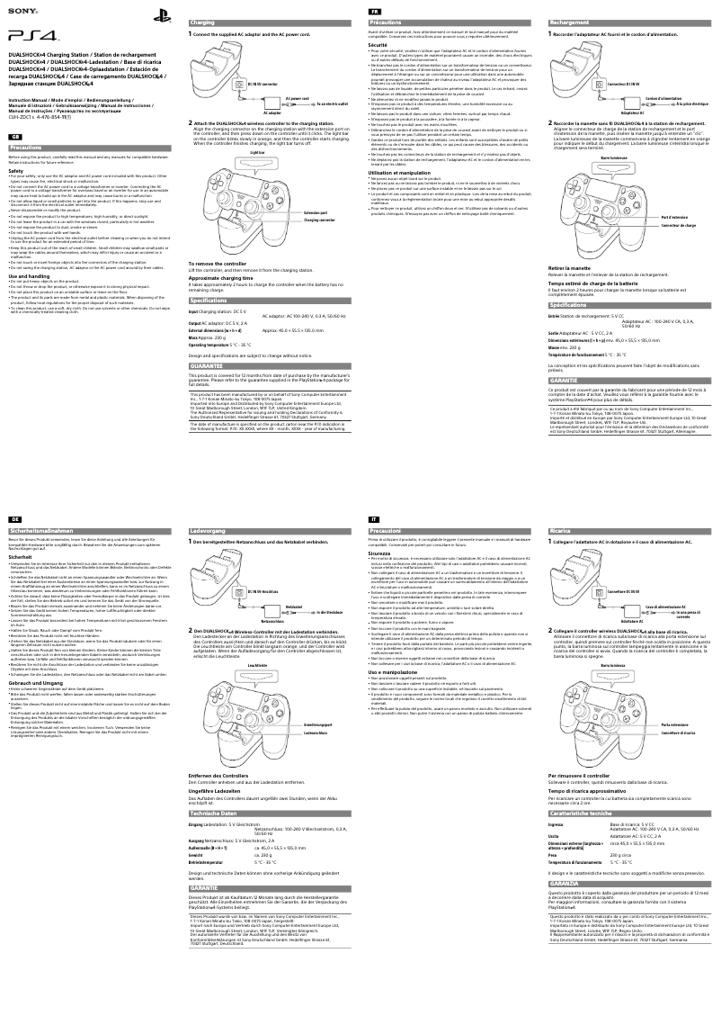 Page n°1 - Manuel utilisateur Sony DualShock 4 (PS4)