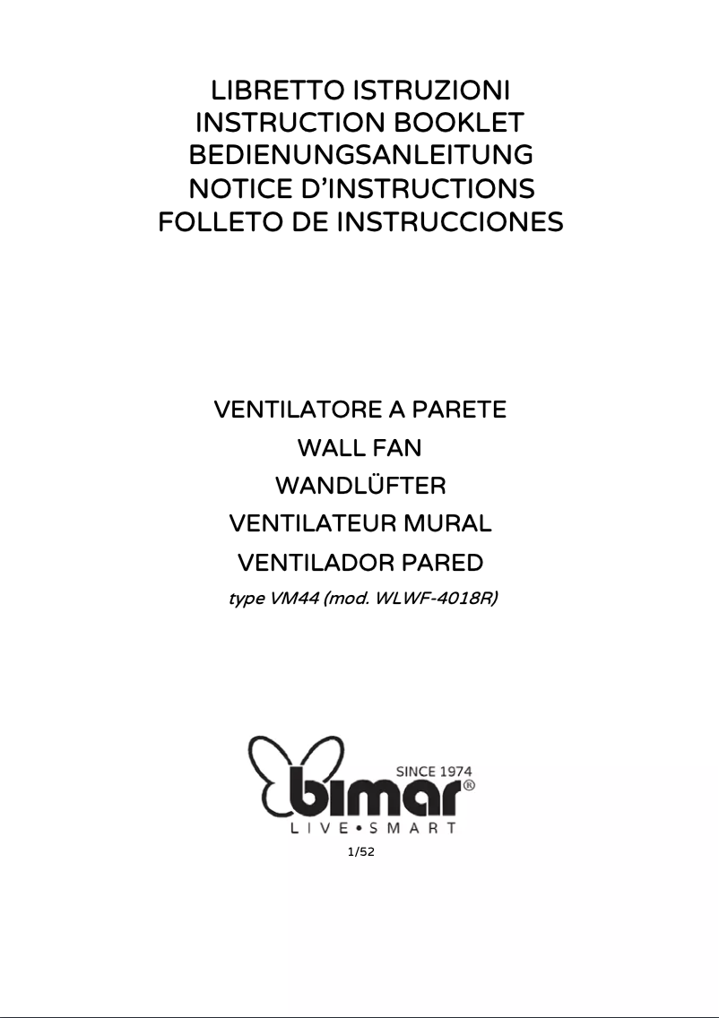 Page 1 de la notice Manuel utilisateur Bimar VM44