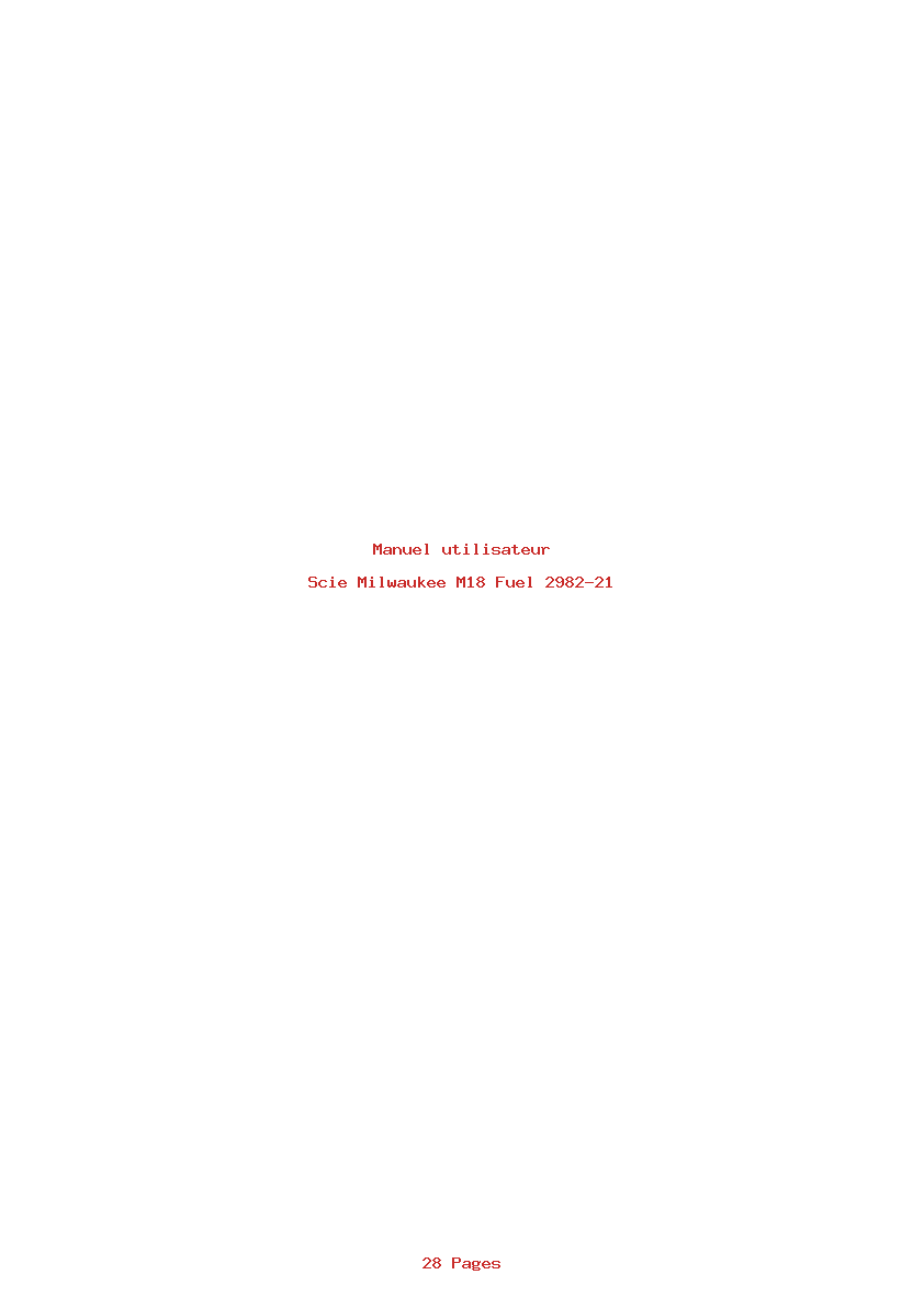 Page 1 de la notice Manuel utilisateur Milwaukee M18 Fuel 2982-21