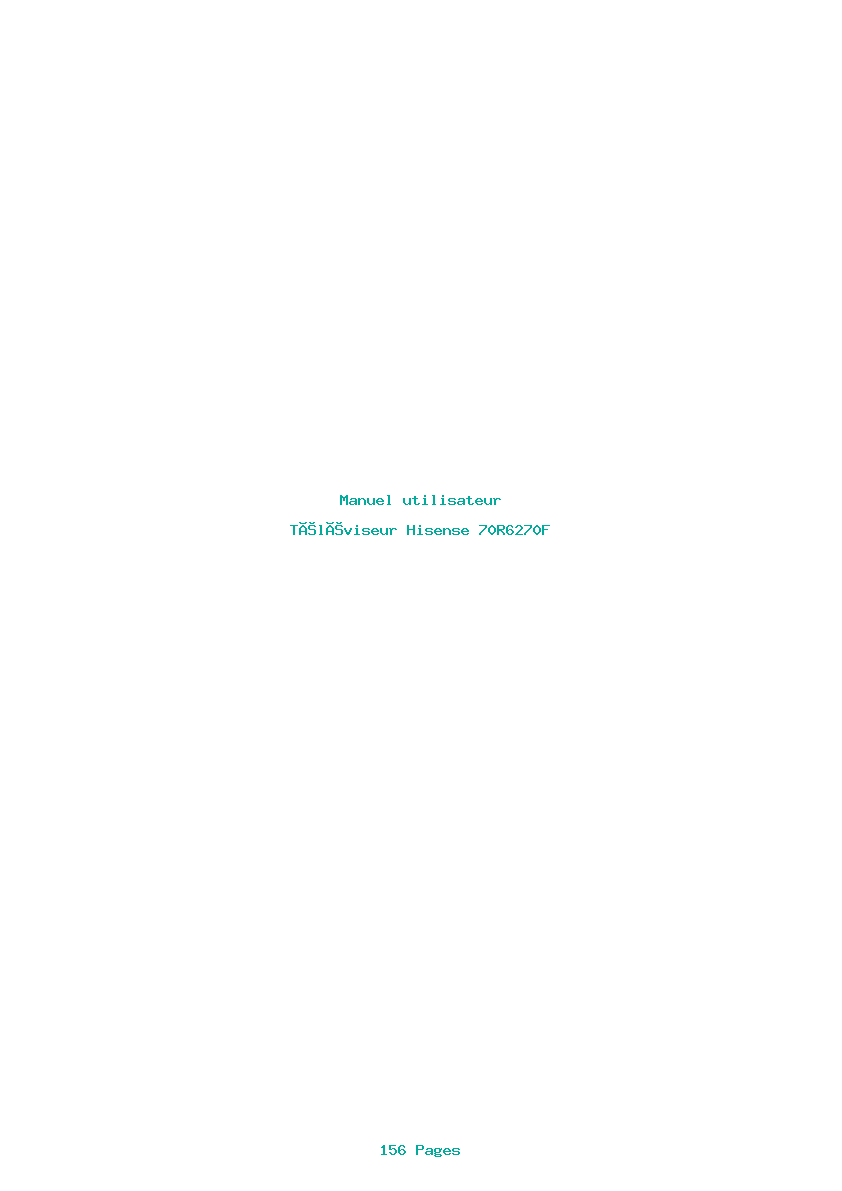 Page 1 de la notice Manuel utilisateur Hisense 70R6270F