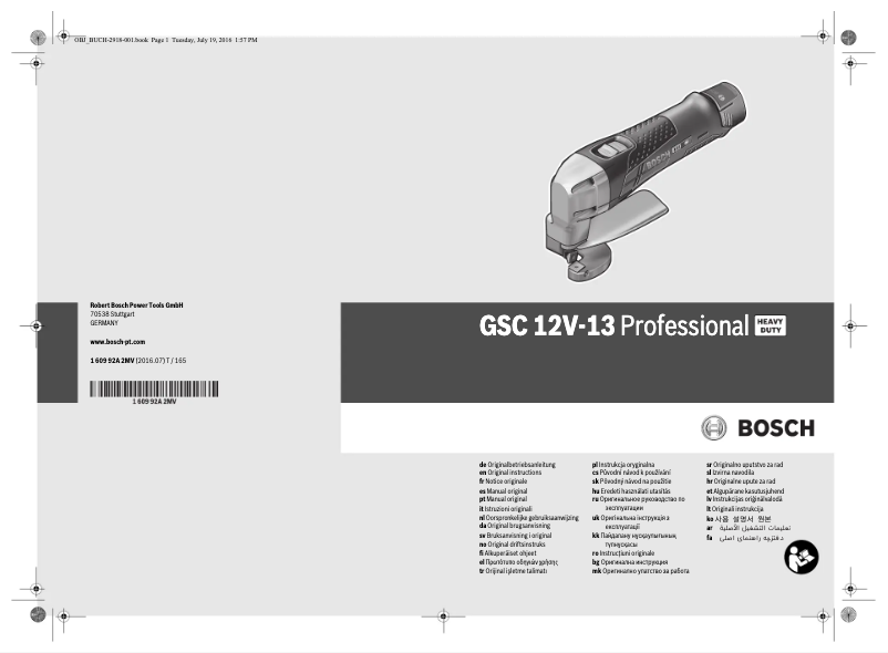 Page 1 de la notice Manuel utilisateur Bosch GSC 10.8V-LI Professional