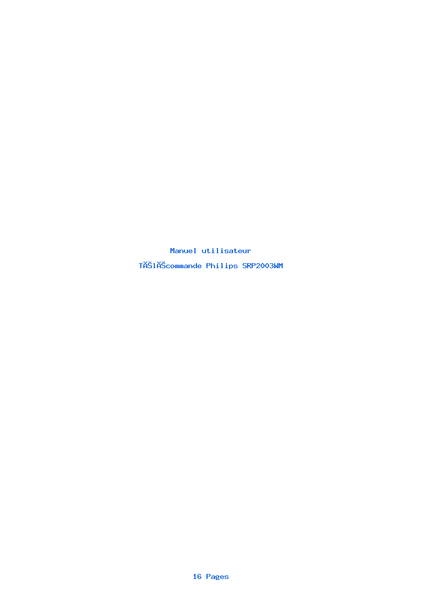 Page 1 de la notice Manuel utilisateur Philips SRP2003WM