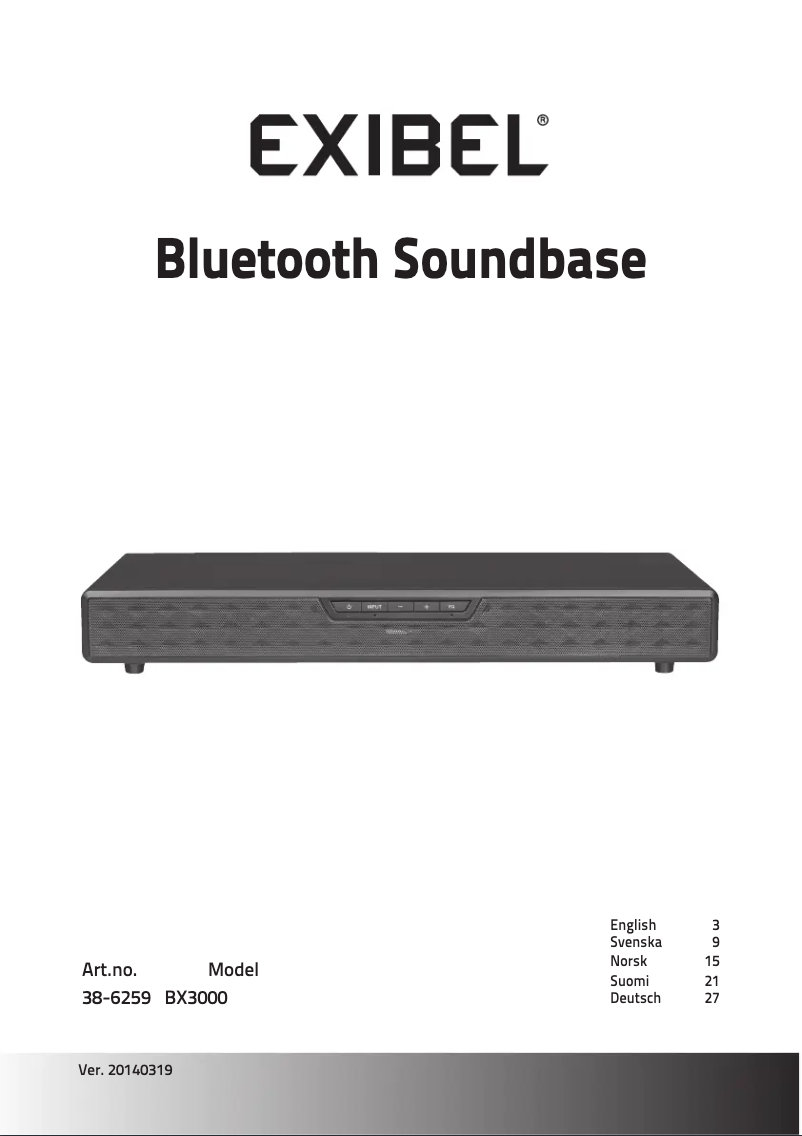 Page 1 de la notice Manuel utilisateur Exibel BX3000