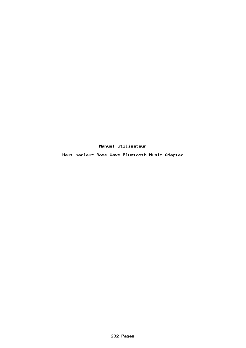 Page 1 de la notice Manuel utilisateur Bose Wave Bluetooth Music Adapter