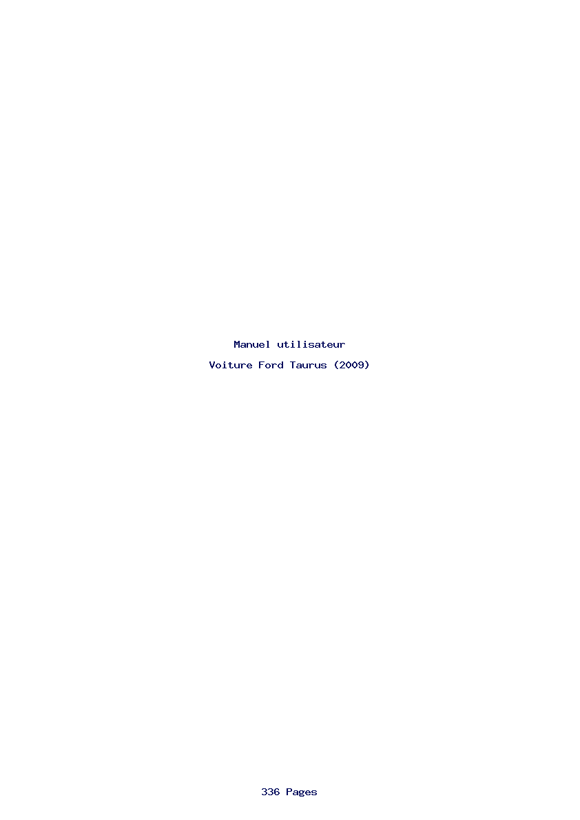 Page 1 de la notice Manuel utilisateur Ford Taurus (2009)