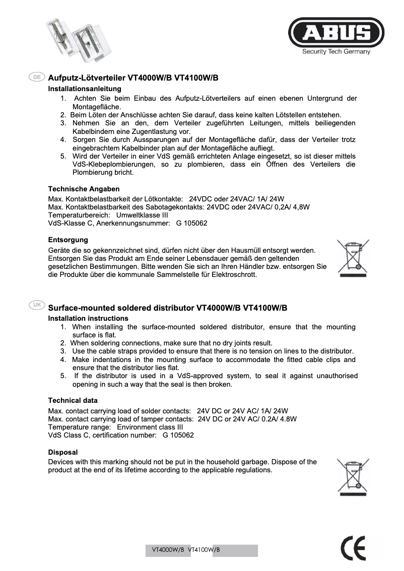 Página 1 del manual Manual de instrucciones Abus VT4100W