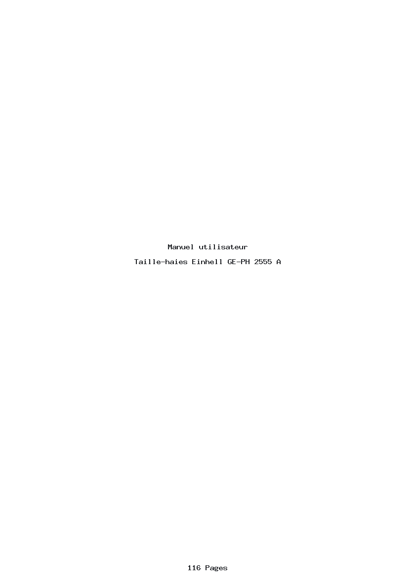 Page 1 de la notice Manuel utilisateur Einhell GE-PH 2555 A
