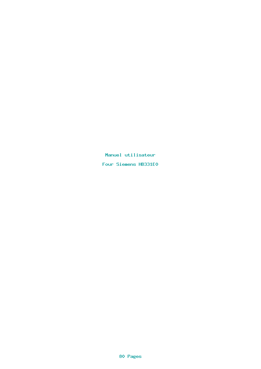 Page 1 de la notice Manuel utilisateur Siemens HB331E0