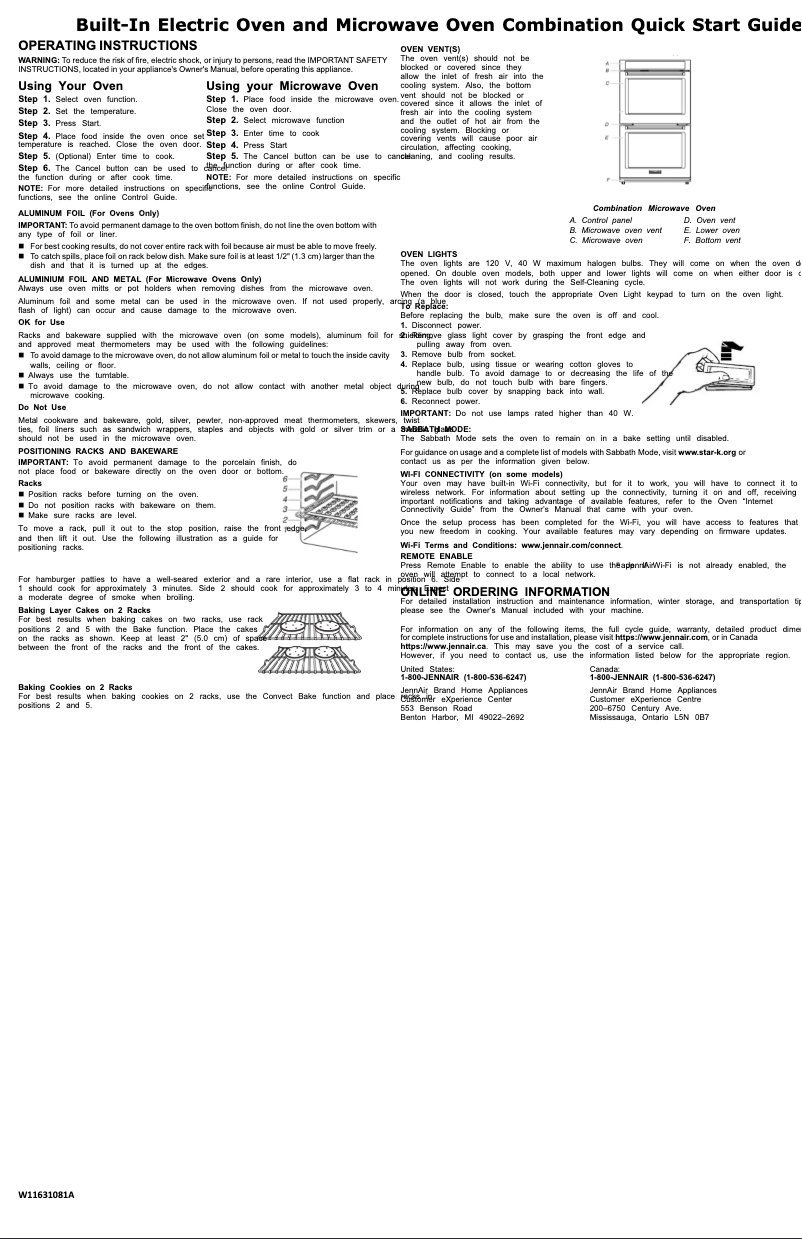 Page 1 of the manual Quick Start Guide JennAir JJW3430LL