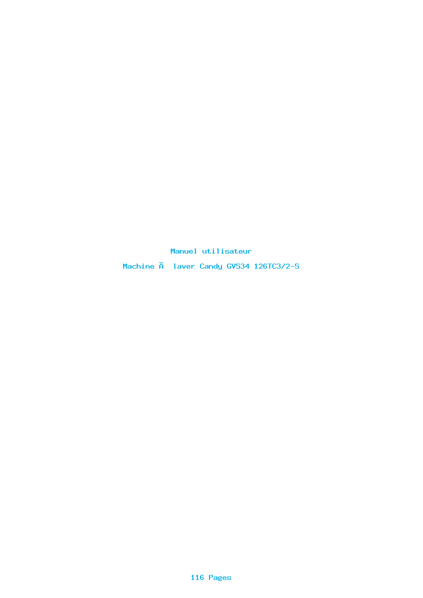 Page 1 de la notice Manuel utilisateur Candy GVS34 126TC3/2-S