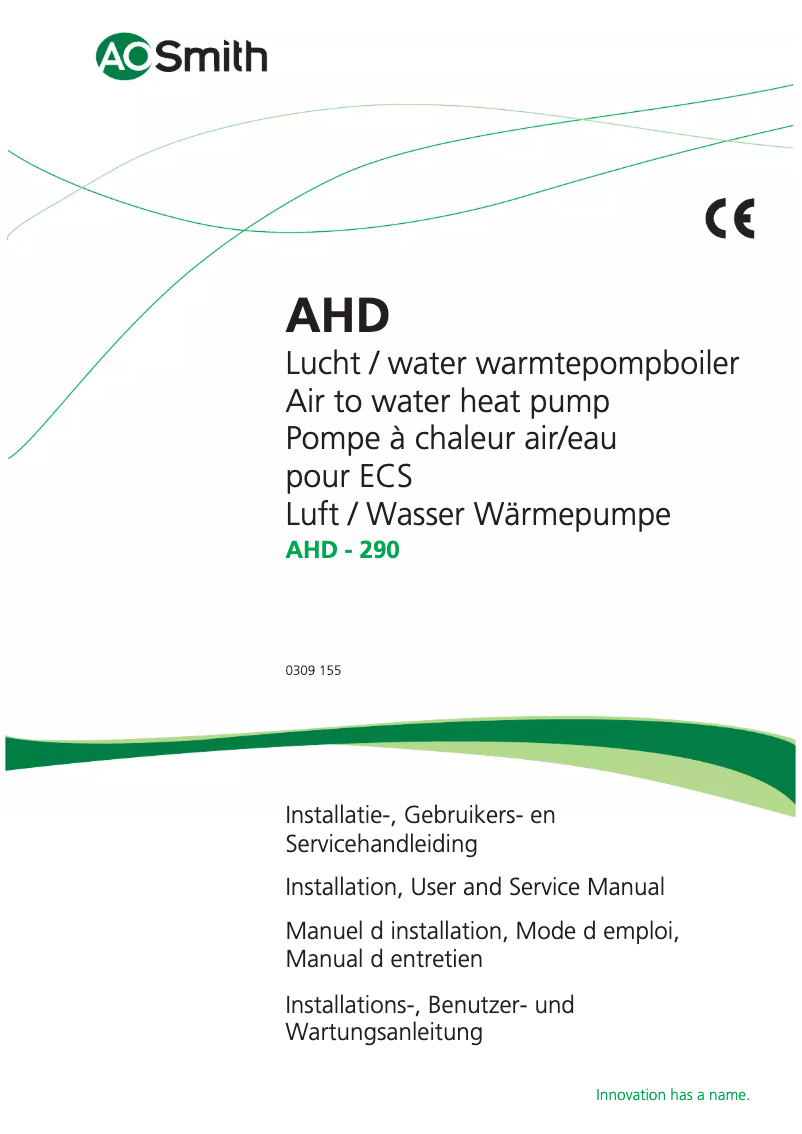 Página 1 del manual Manual de usuario A.O. Smith AHD 290