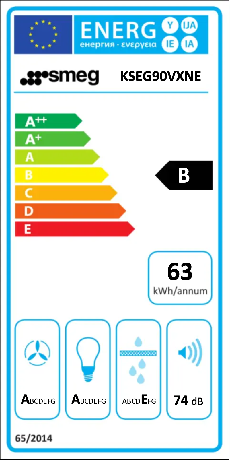 Page 1 de la notice Label énergétique Smeg KSEG90VXNE