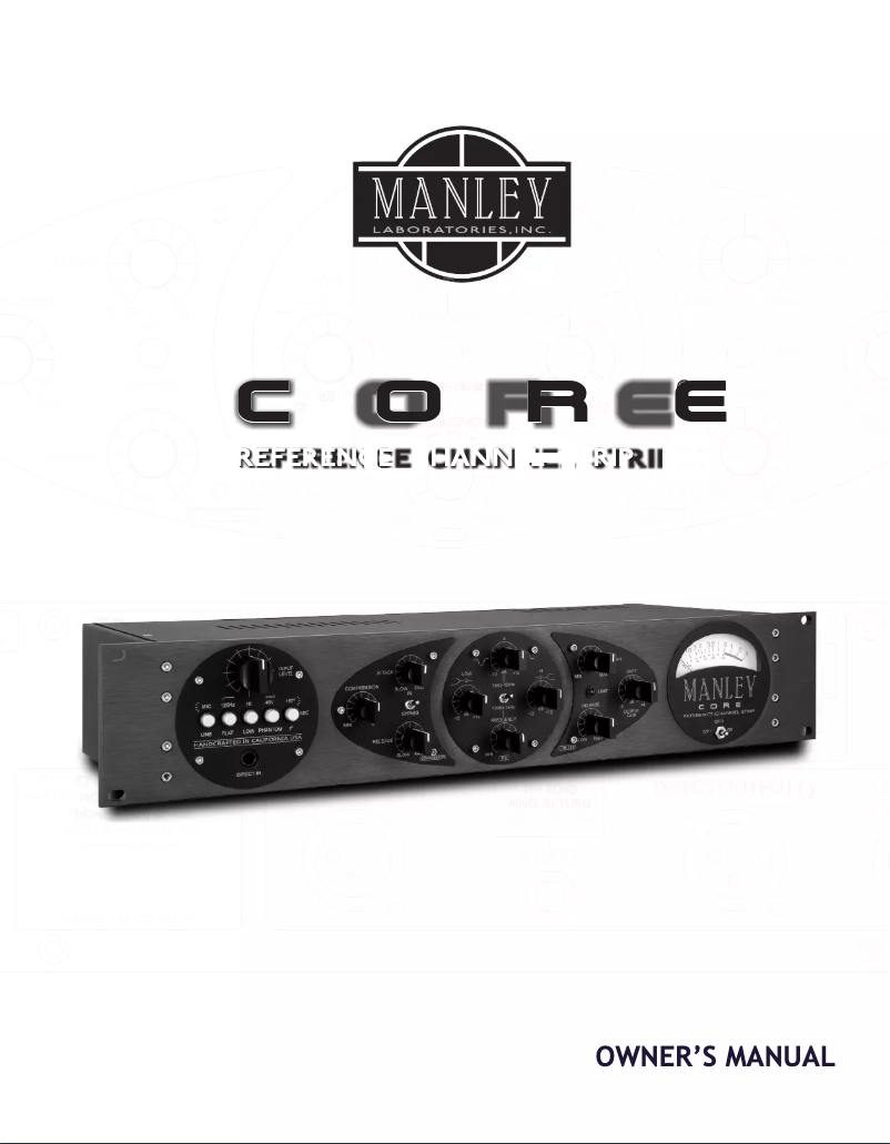 Page 1 de la notice Manuel utilisateur Manley CORE